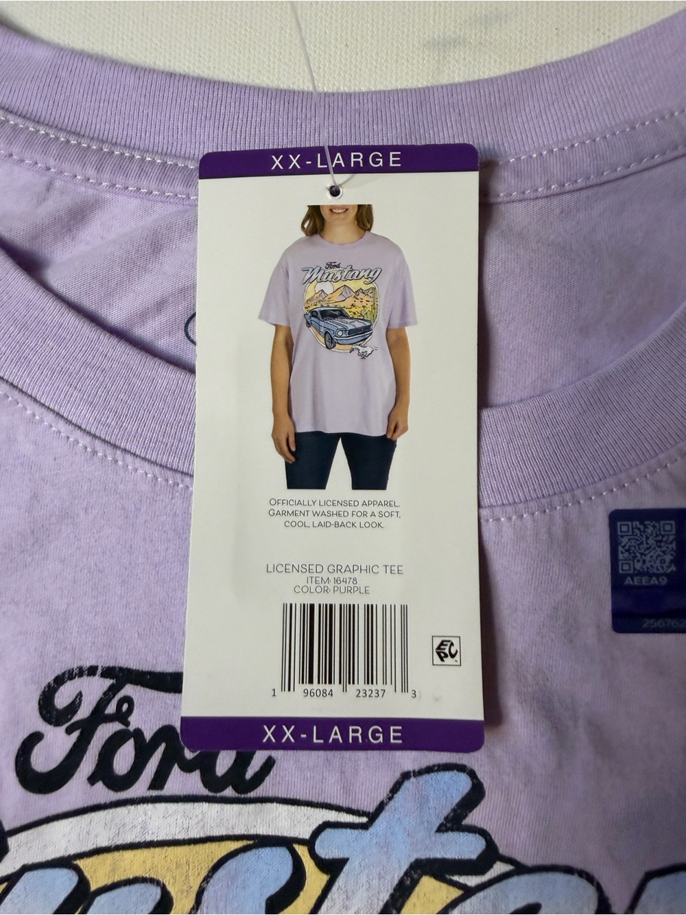NWT Women's Official Ford Mustang Graphic Tee Lavender 2XL (C1) - Picture 4 of 5